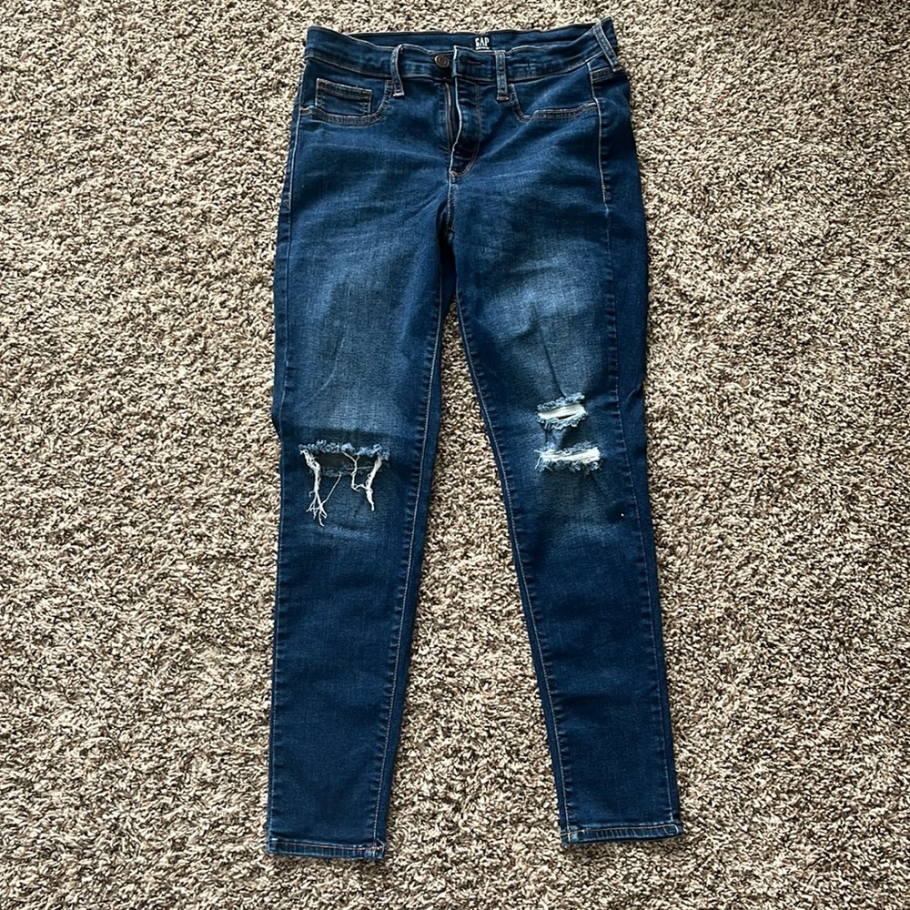 Gap Dark Wash Destroyed “Favorite” Jeggings